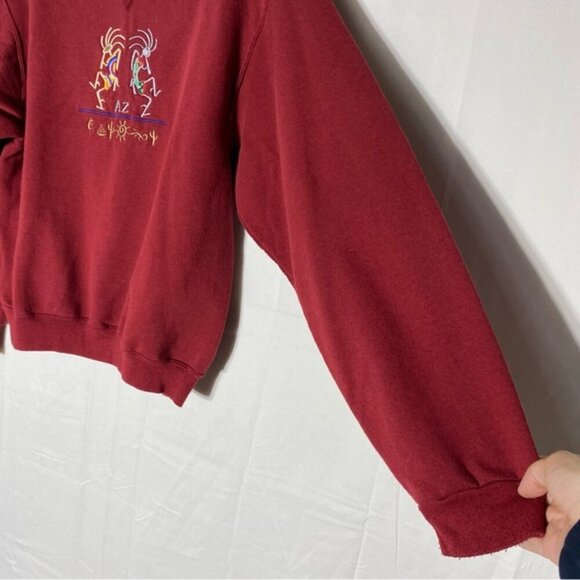 Vintage Fruit Of The Loom Red Embroidered Arizona Crew Neck Sweatshirt M - Picture 12 of 14